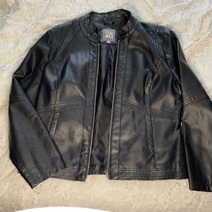 roz & ALI Black Leather Bomber Jacket Sz XL